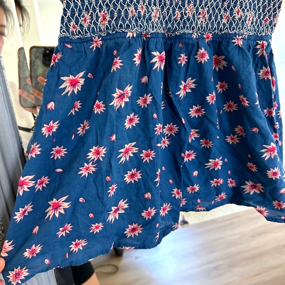 Free People Y2K Floral Print Smocked Waist Boho Babydoll Sexy Peasant Top Size 8 - Picture 3 of 7